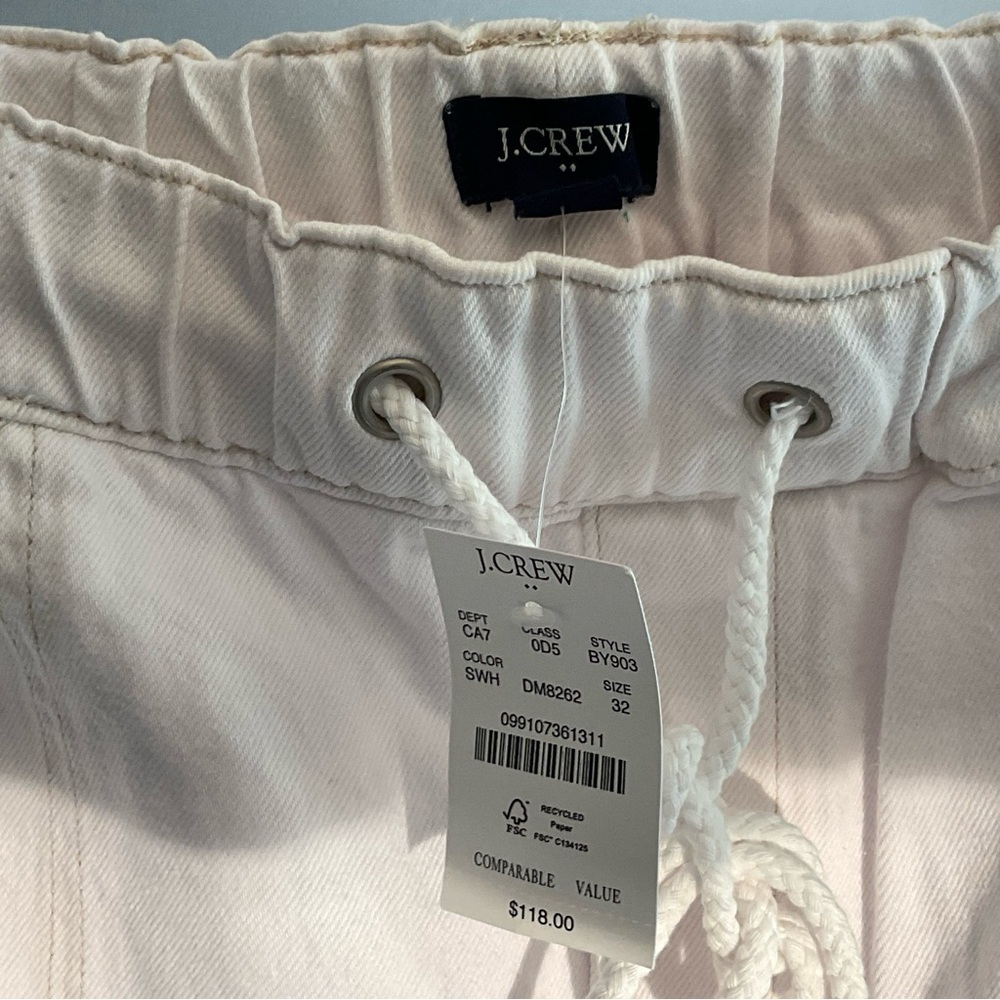 J.Crew Men’s NWT White Cotton Drawstring Pants Size 32 Elastic Waist - Picture 14 of 16